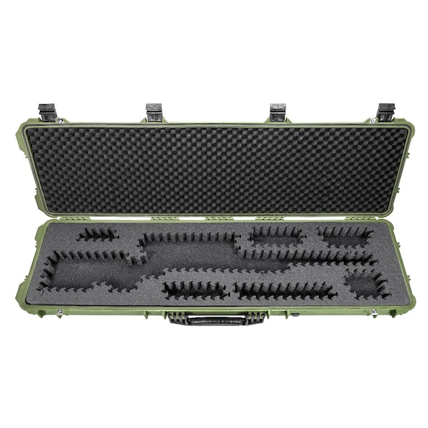 Eylar 53in Hard Rifle Case Equipped With Ragar Reconfigurable & Reusable XP Crosslinked Foam Insert - SA00015-GRN-RG-XP