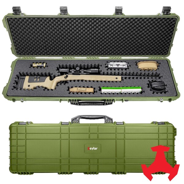 Eylar 53in Hard Rifle Case Equipped With Ragar Reconfigurable & Reusable XP Crosslinked Foam Insert - SA00015-GRN-RG-XP