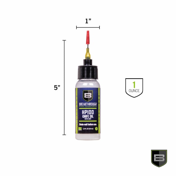 Breakthrough Clean Technologies HP100 Knife Oil w/ Sub-Micron Technology SMT, 1oz Bottle w/ Needle Tip Applicator, Clear - HP100KO-1OZ-NTA