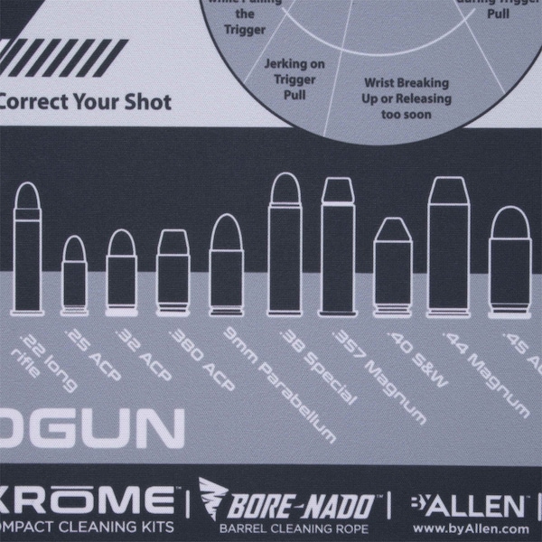 Allen Co Krome Handgun Shooting Range & Cleaning Mat, 16.5 in. L x 11 in. W, Black/Gray - 70547