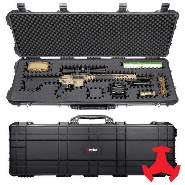 Eylar 48in Hard Rifle Case Equipped With Ragar Reconfigurable & Reusable XP Crosslinked Foam Insert - SA00014-BLK-RG-XP