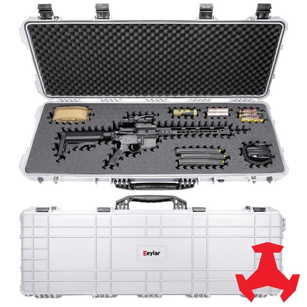 Eylar 44in Hard Rifle Case Equipped With Ragar Reconfigurable & Reusable XP Crosslinked Foam Insert - SA00008-WHI-RG-XP