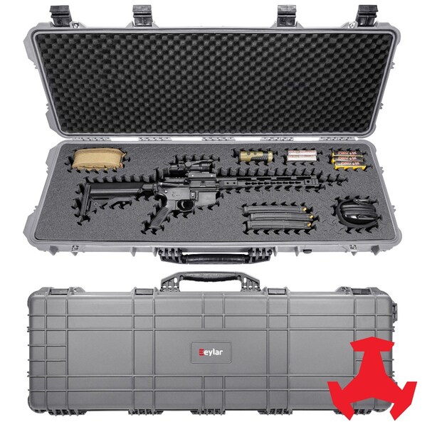 Eylar 44in Hard Rifle Case Equipped With Ragar Reconfigurable & Reusable XP Crosslinked Foam Insert - SA00008-GRA-RG-XP