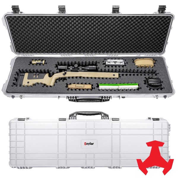 Eylar 53in Hard Rifle Case Equipped With Ragar Reconfigurable & Reusable XP Crosslinked Foam Insert - SA00015-WHI-RG-XP