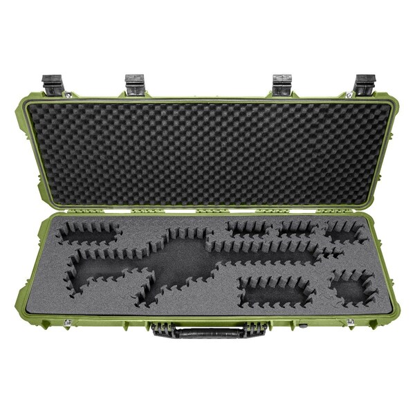 Eylar 44in Hard Rifle Case Equipped With Ragar Reconfigurable & Reusable XP Crosslinked Foam Insert - SA00008-GRN-RG-XP