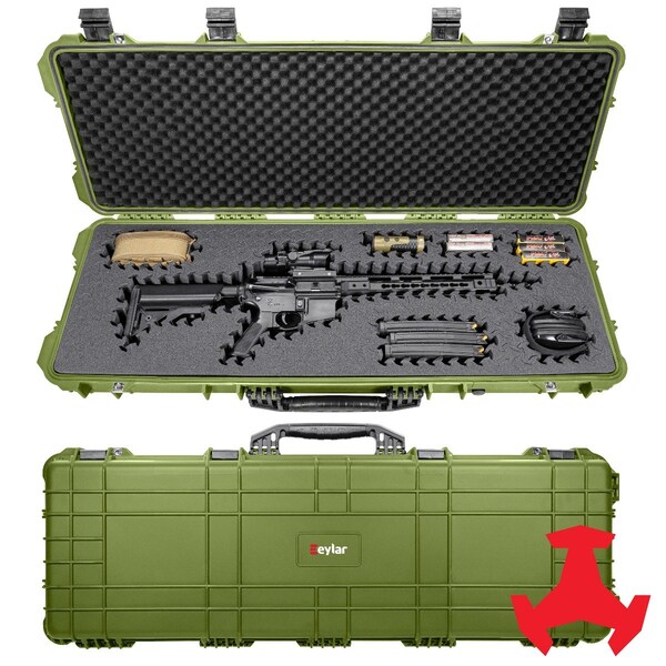 Eylar 44in Hard Rifle Case Equipped With Ragar Reconfigurable & Reusable XP Crosslinked Foam Insert - SA00008-GRN-RG-XP
