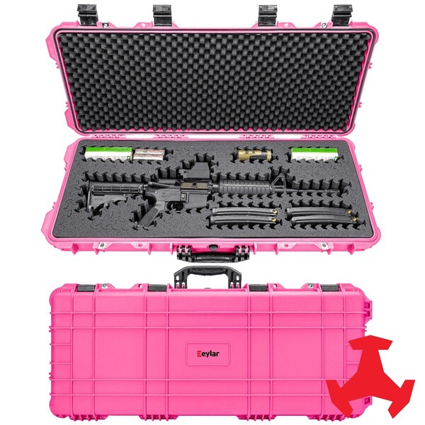 Eylar 38in Hard Rifle Case Equipped With Ragar Reconfigurable & Reusable XP Crosslinked Foam Insert - SA00013-PNK-RG-XP