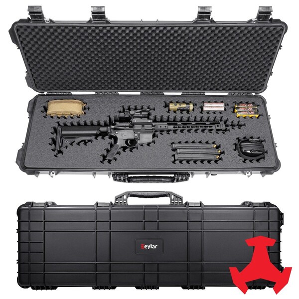 Eylar 44in Hard Rifle Case Equipped With Ragar Reconfigurable & Reusable XP Crosslinked Foam Insert - SA00008-BLK-RG-XP