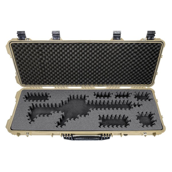Eylar 44in Hard Rifle Case Equipped With Ragar Reconfigurable & Reusable XP Crosslinked Foam Insert - SA00008-TAN-RG-XP