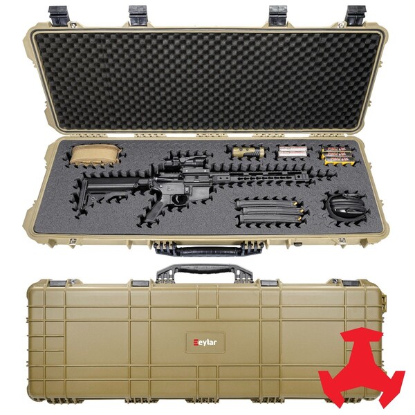 Eylar 44in Hard Rifle Case Equipped With Ragar Reconfigurable & Reusable XP Crosslinked Foam Insert - SA00008-TAN-RG-XP