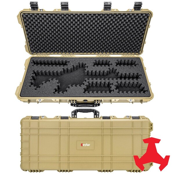 Eylar 38in Hard Rifle Case Equipped With Ragar Reconfigurable & Reusable XP Crosslinked Foam Insert - SA00013-TAN-RG-XP