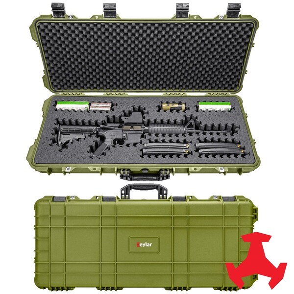 Eylar 38in Hard Rifle Case Equipped With Ragar Reconfigurable & Reusable XP Crosslinked Foam Insert - SA00013-GRN-RG-XP