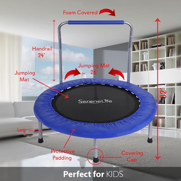 Serenelife Jumping Fun Sports Trampoline, Kids Size - SLSPT365
