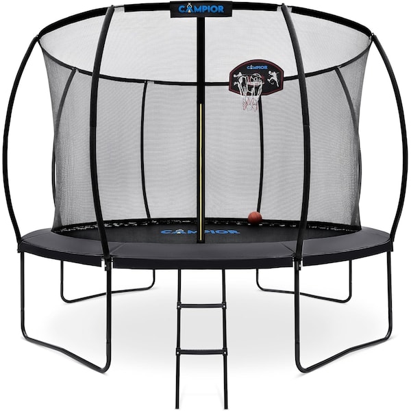Campior 10ft Pumpkin Trampoline with Luxury Ladder, Basketball Hoop, Safe, Durable, Family Fun, Enclosure. - RMTRMP102BK