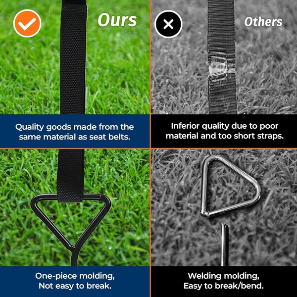Campior Heavy Duty Galvanized Steel Trampoline Anchors, Wind Stakes, Easy Install with T-Hook - RMTRHK1