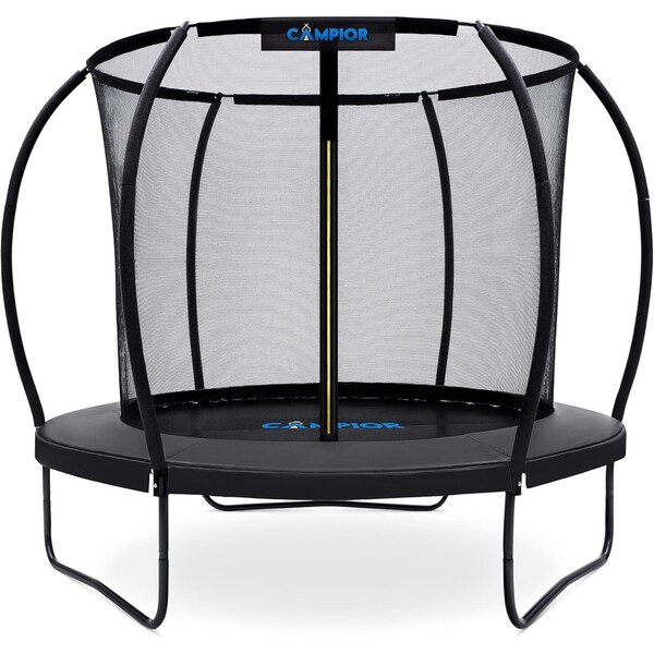 Campior Pumpkin 8ft Trampoline for Kids and Adults, Outdoor with Basketball Hoop, Heavy Duty, Black - RMTRMP88