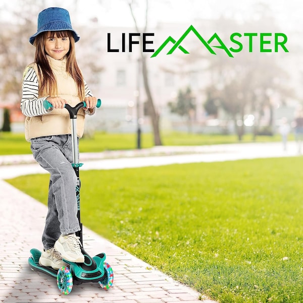 Lifemaster Kids 3-Wheel Scooter with LED Lights, Foldable Seat and Adjustable Handlebar by - LIFMS88
