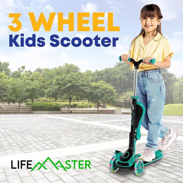 Lifemaster Kids 3-Wheel Scooter with LED Lights, Foldable Seat and Adjustable Handlebar by - LIFMS88