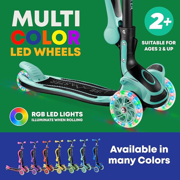Lifemaster Kids 3-Wheel Scooter with LED Lights, Foldable Seat and Adjustable Handlebar by - LIFMS88