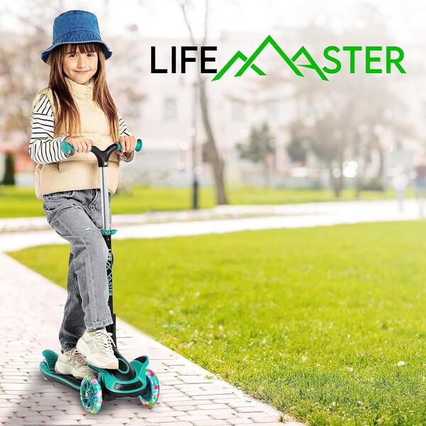 Lifemaster Kids 3-Wheel Scooter with LED Lights, Foldable Seat and Adjustable Handlebar by - LIFMS88