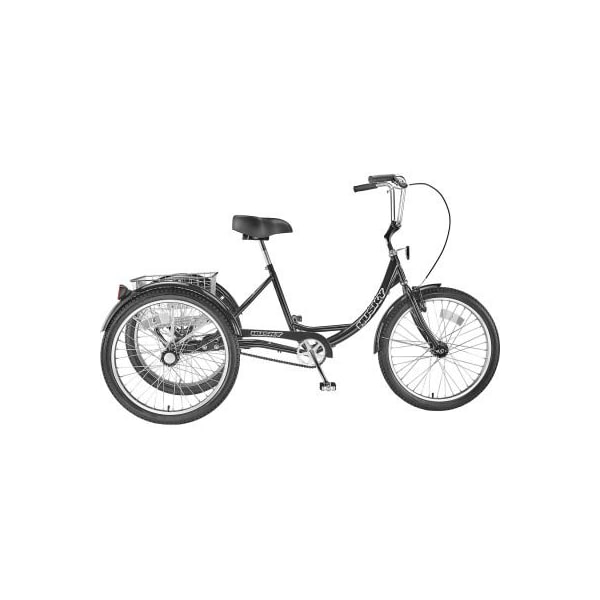 Hlf Distributing-107259 Husky Bicycles T-124C 3-Speed Tricycle with Basket, 24in Wheels, Black - 160-171