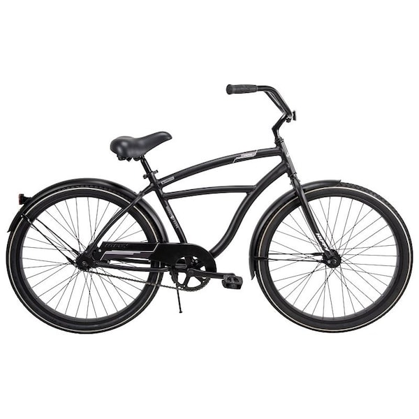 Huffy Men's Cruiser Bicycle, Mens, Aluminum Frame, Rear Coaster Brake, 26 in Dia Wheel, Matte Black - 66649