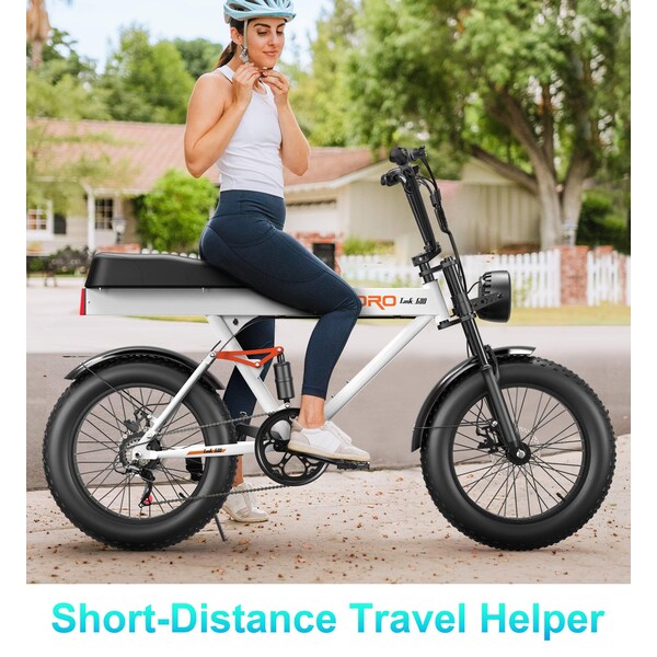 Goldoro Tank 600 500W 20in Electric Bike, White - EB20TK600-WT