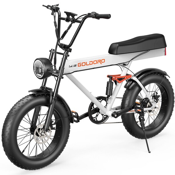 Goldoro Tank 600 500W 20in Electric Bike, White - EB20TK600-WT