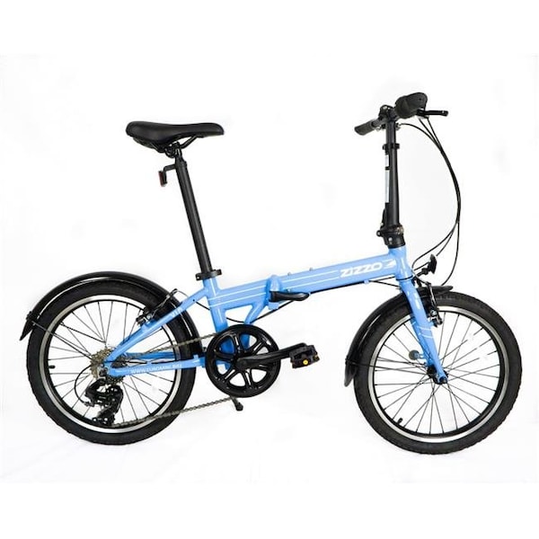 Euromini EuroMini 16012 Zizzo Via 26 lbs Lightweight Aluminum Frame Shimano 7-Speed Folding Bike; Sky Blue - 20 in. - 16012