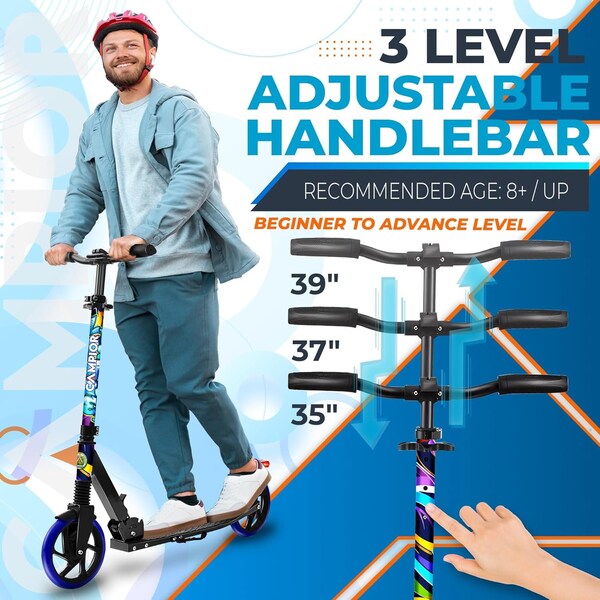 Campior Kick Scooter for Ages 6+, for Kids, Teens, and Adults, Max Load 240 LBS, Foldable, 8-inch Big Tree - CAMTE025