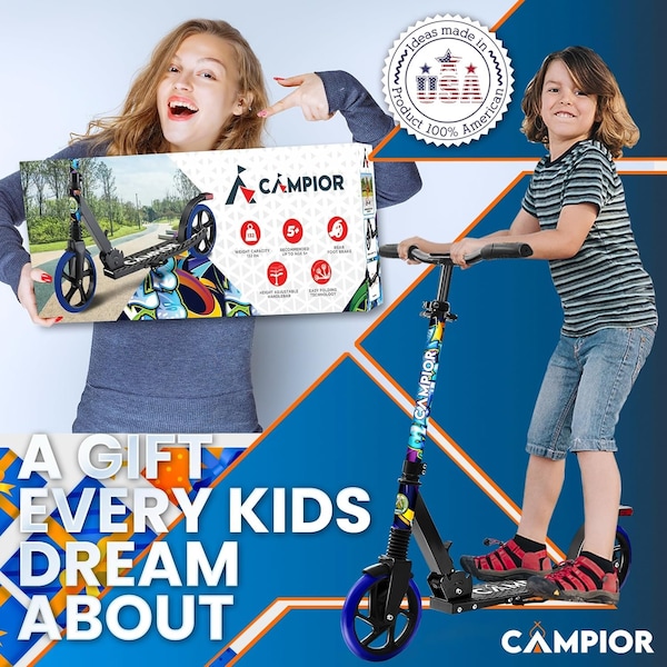 Campior Kick Scooter for Ages 6+, for Kids, Teens, and Adults, Max Load 240 LBS, Foldable, 8-inch Big Tree - CAMTE025
