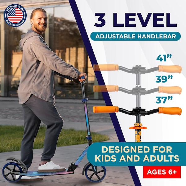 Outdoorcruiser Outdoor Cruiser Kick Scooter, Ages 6+, 240 LBS Max, Foldable, 8in. Wheels, Suspension, Orange - OCTENS840