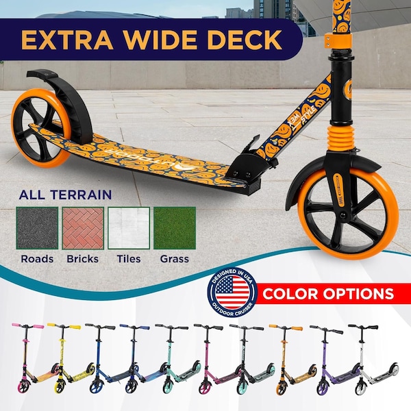 Outdoorcruiser Outdoor Cruiser Kick Scooter, Ages 6+, 240 LBS Max, Foldable, 8in. Wheels, Suspension, Orange - OCTENS840