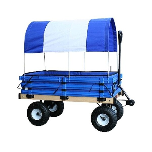 Powerhouse 20 in. x 38 in. Covered Wooden Wagon with Pads - Blue - PO97787