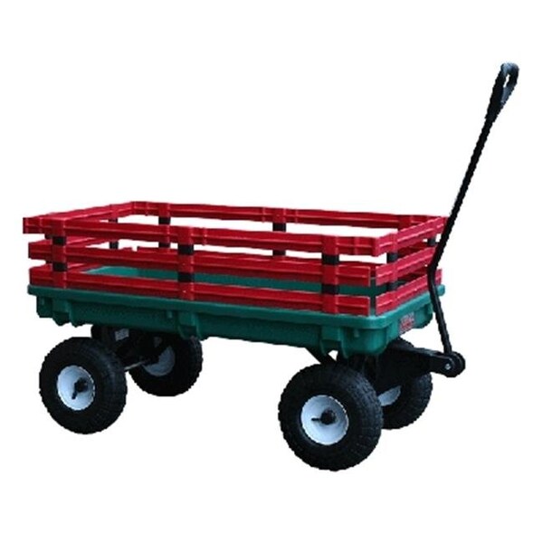 Millside Industries Millside Industries 04220 20 in. x 38 in. Plastic Deck Wagon with 4 in. x 10 in. Tires - Green - 4220