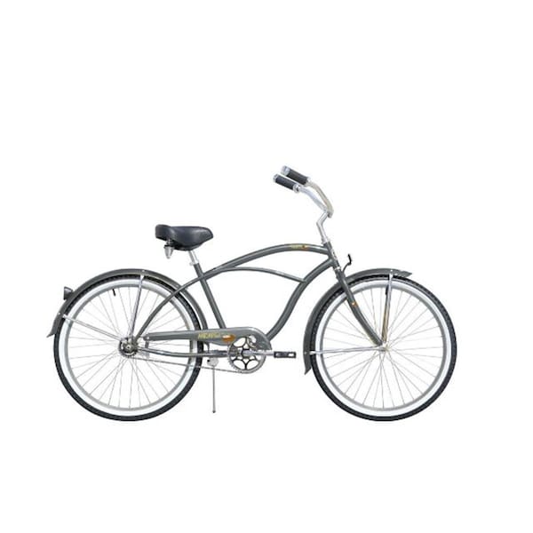 Micargi 26 in. Tahiti Mens Beach Cruiser Bicycle, Flint Grey & Alloy - MI332850