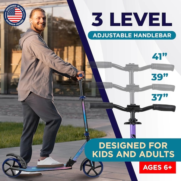 Outdoorcruiser Outdoor Cruiser Kick Scooter, Ages 6+, 240 LBS Max, Foldable, 8in. Wheels, Suspension, Purple - OCTENS917