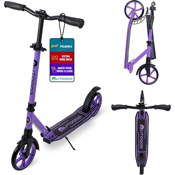 Outdoorcruiser Outdoor Cruiser Kick Scooter, Ages 6+, 240 LBS Max, Foldable, 8in. Wheels, Suspension, Purple - OCTENS917