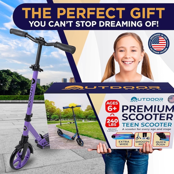 Outdoorcruiser Outdoor Cruiser Kick Scooter, Ages 6+, 240 LBS Max, Foldable, 8in. Wheels, Suspension, Purple - OCTENS917