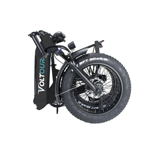 Voltour 20in Deluxe Folding E-Bike with Step Thru Frame - 750W, Black - 20EB-FOLSDSTBK
