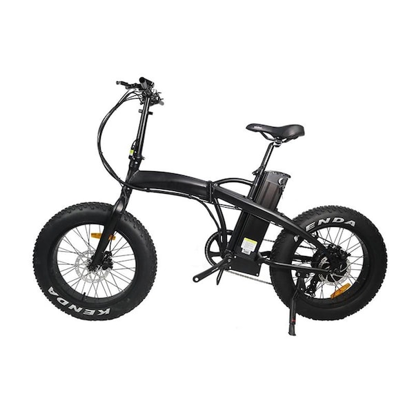 Glarewheel Folding Electric Fat Tire Bicycle with 40 Mile Range & up to 25mph, Black - GWEB-REBK