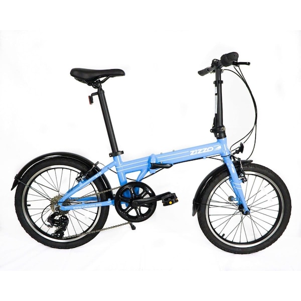 La Risa Zizzo Via 26 lbs Lightweight Aluminum Frame Shimano 7-Speed Folding Bike, Sky Blue - 20 in. - LA2179917