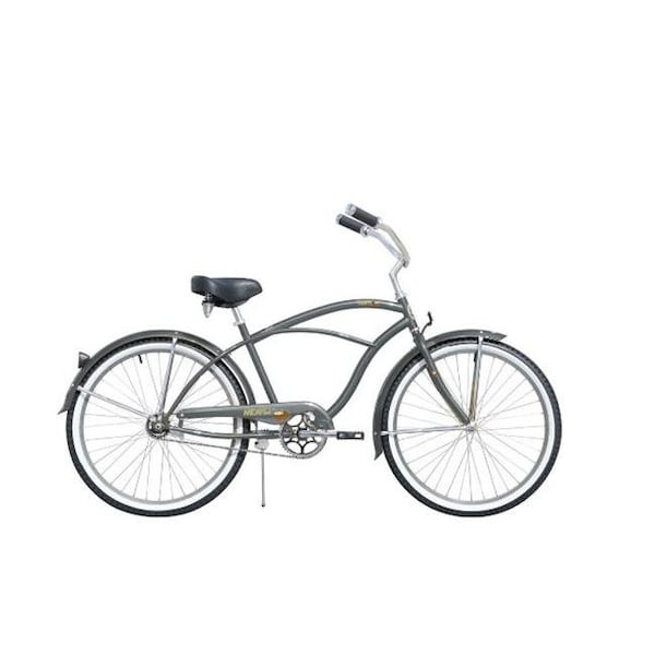 Micargi Micargi TAHITI-M-FGREY 26 in. Tahiti Mens Beach Cruiser Bicycle; Flint Grey & Alloy - TAHITI-M-FGREY