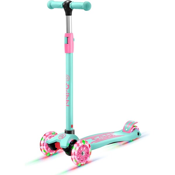 Dribbl 3-Wheel Kids Scooter, Lean-to-Steer, Adjustable Handle, Wide Anti-Slip Deck, Candy - DBKS10