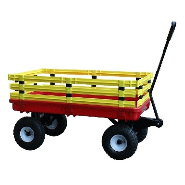Millside Industries Millside Industries 04818 20 in. x 38 in. Red Plastic Deck Wagon with 4 in. x 10 in. Tires - 4818