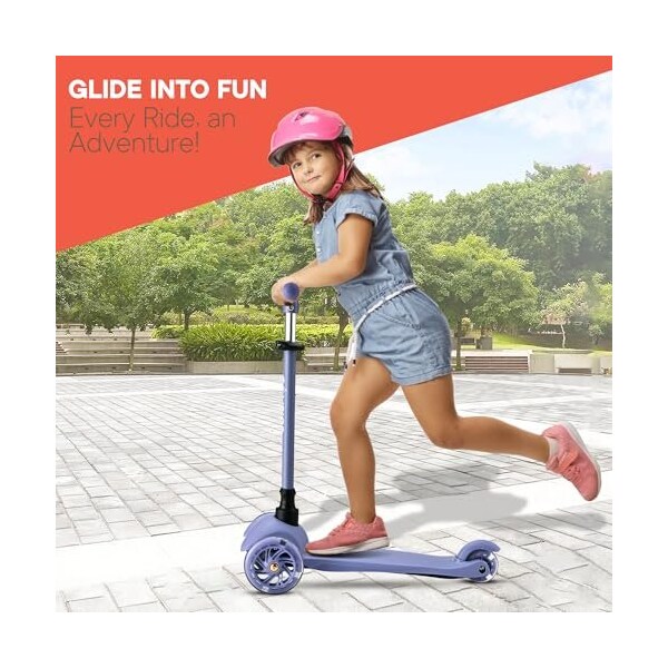 Campior Gray 3-Wheel Kids Scooter, LED Wheels, Adjustable Handlebar, Anti-Slip Deck, Ages 2+ - CAMKSGRAY