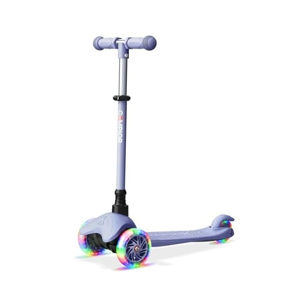 Campior Gray 3-Wheel Kids Scooter, LED Wheels, Adjustable Handlebar, Anti-Slip Deck, Ages 2+ - CAMKSGRAY