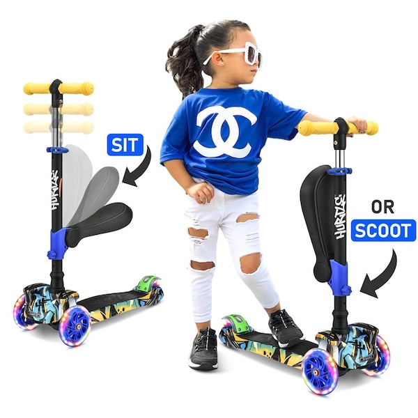 Hurtle 2 In 1 Kids Scooter With Seat, HURLEZ - HURLEZ