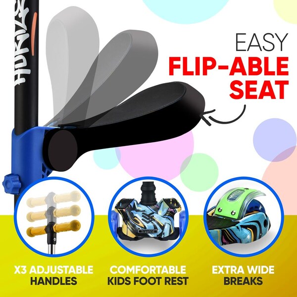 Hurtle 2 In 1 Kids Scooter With Seat, HURLEZ - HURLEZ