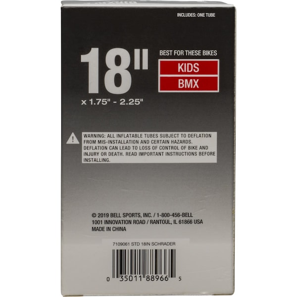 Bell Sports Bell Sports 18 in. Rubber Bicycle Inner Tube 1 pk - 7015356